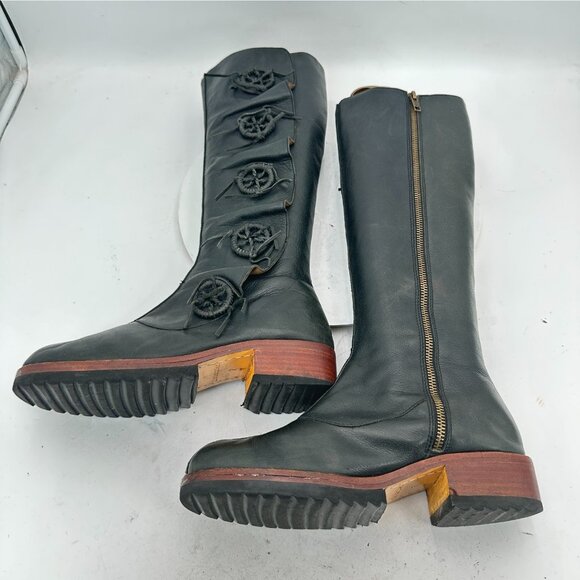 Jim Barnier Dreamcatcher Women Size 7 Black Leather Side Zip up Knee High Boot - Picture 7 of 13